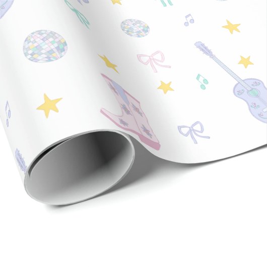 Girly Glam Rockstar Cowgirl Pop Star Party Cadeaupapier (Rol Hoek)
