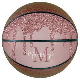 Girly Glam Roos Gold Driving Glitter Monogram Basketbal