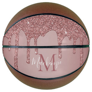 Girly Glam Roos Gold Driving Glitter Monogram Basketbal