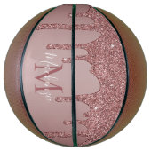 Girly Glam Roos Gold Driving Glitter Monogram Basketbal (Verticaal)