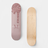 Girly Glam Roos Gold Driving Glitter Monogram Persoonlijk Skateboard (Voorkant)