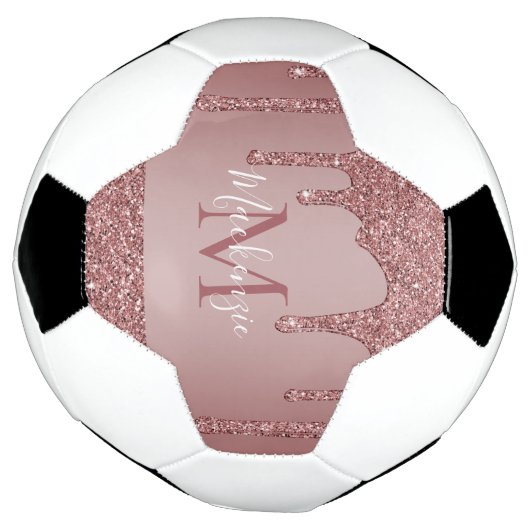 Girly Glam Roos Gold Driving Glitter Monogram Voetbal (Gedraaid)