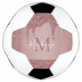 Girly Glam Roos Gold Driving Glitter Monogram Voetbal (Voorkant)