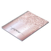 Girly Glam Roos Gold Glitter Monogram Name Script Notitieboek (Linkerzijde)