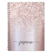 Girly Glam Roos Gold Glitter Monogram Name Script Notitieboek (Voorkant)