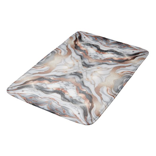 Girly Glam Roos Goud Zilver & Wit Marmer Badmat (Gekanteld)