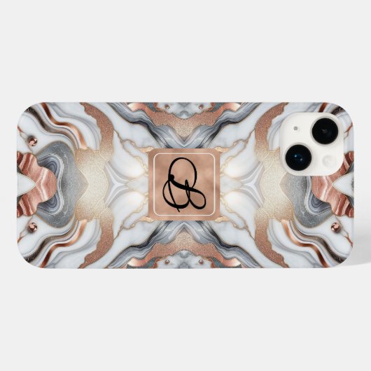 Girly Glam Roos Goud Zilver & Wit Marmer Case-Mate iPhone Case (Achterkant (horizontaal))