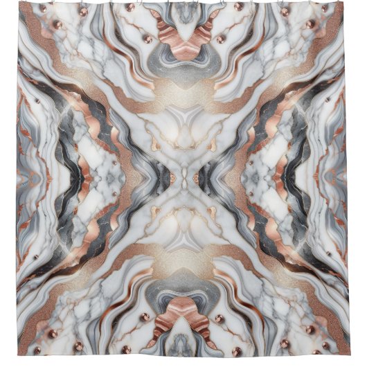 Girly Glam Roos Goud Zilver & Wit Marmer Douchegordijn (Voorkant)