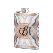 Girly Glam Roos Goud Zilver & Wit Marmer Heupfles (Links)