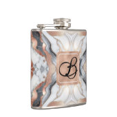 Girly Glam Roos Goud Zilver & Wit Marmer Heupfles (Rechts)