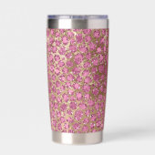Girly Glam Roze Glitter Goud Luipaard Geïsoleerde Drinkbeker (Achterkant)