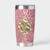 Girly Glam Roze Glitter Goud Luipaard Geïsoleerde Drinkbeker (Voorkant)