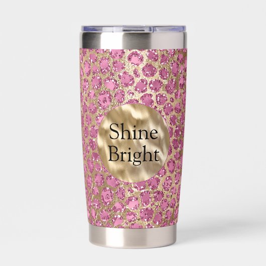 Girly Glam Roze Glitter Goud Luipaard Geïsoleerde Drinkbeker (Voorkant)