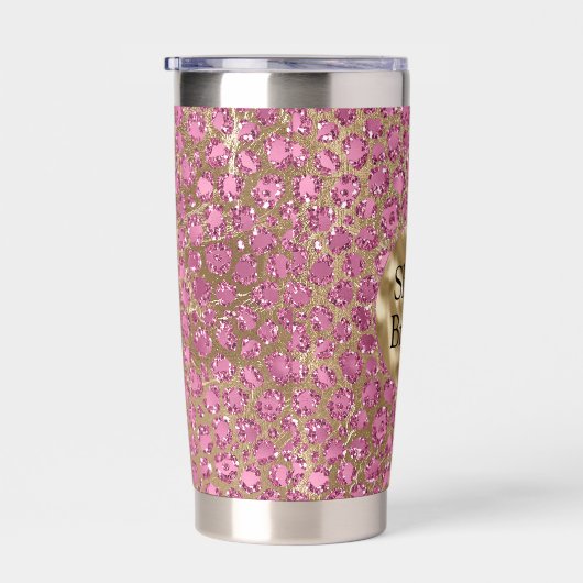 Girly Glam Roze Glitter Goud Luipaard Geïsoleerde Drinkbeker (Rechts)
