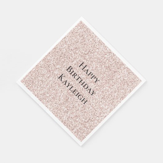 Girly Glam Roze Glitter Verjaardag Servet (Hoek)