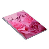 Girly glam roze roos moderne bloemenboho fine art notitieboek (Rechterzijde)