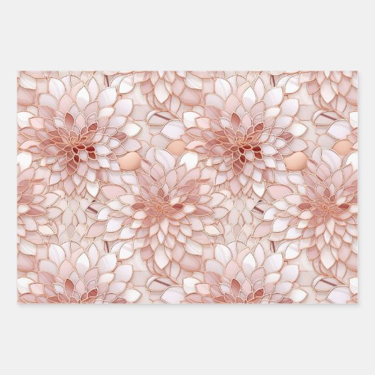 Girly Glam Roze Rose Goud Bloemen Inpakpapier Vel (Voorkant)