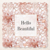 Girly Glam Roze Rose Goud Bloemen Kartonnen Onderzetters (Voorkant)