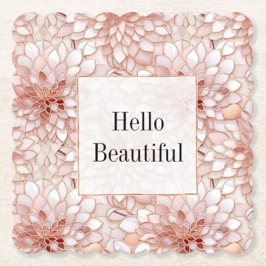 Girly Glam Roze Rose Goud Bloemen Kartonnen Onderzetters (Voorkant)