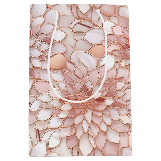 Girly Glam Roze Rose Goud Bloemen Medium Cadeauzakje (Voorkant)