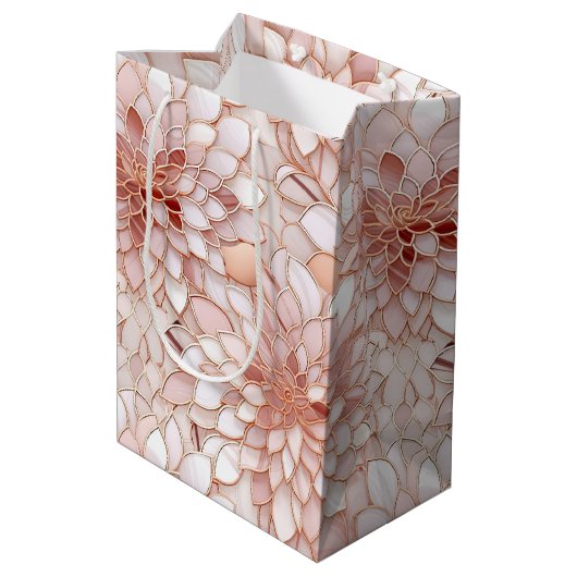 Girly Glam Roze Rose Goud Bloemen Medium Cadeauzakje (Achterkant Gekanteld)