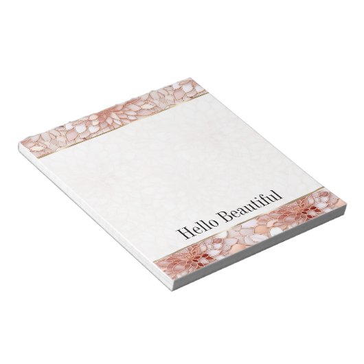 Girly Glam Roze Rose Goud Bloemen Notitieblok (Schuin)