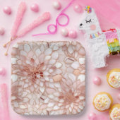 Girly Glam Roze Rose Goud Bloemen Papieren Bordje (Feest)