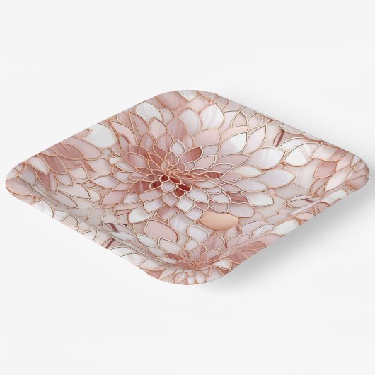 Girly Glam Roze Rose Goud Bloemen Papieren Bordje (Gebogen)