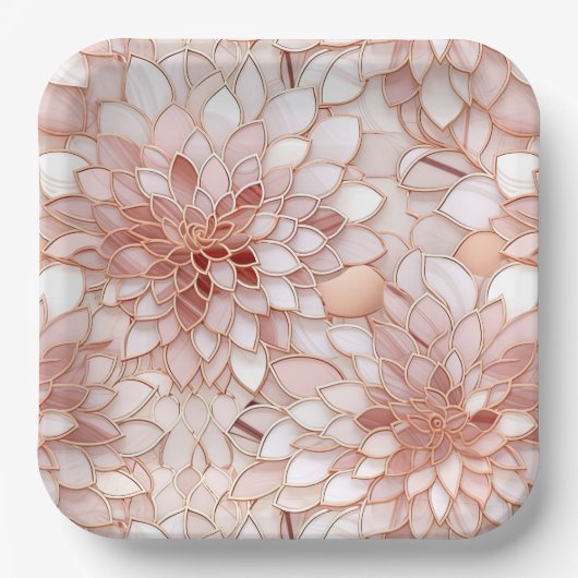 Girly Glam Roze Rose Goud Bloemen Papieren Bordje (Voorkant)