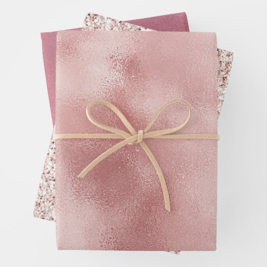 Girly Glam Roze Verjaardag Inpakpapier Vel (In situ)