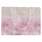 Girly Glam Roze Wit Glitter Sparkle Groot Cadeauzakje (Achterkant)
