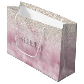 Girly Glam Roze Wit Glitter Sparkle Groot Cadeauzakje (Voorkant Gekanteld)