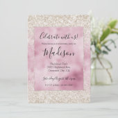 Girly Glam Roze Wit Glitter Sparkle Kaart (Staand voorkant)