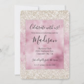 Girly Glam Roze Wit Glitter Sparkle Kaart (Voorkant)
