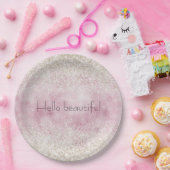 Girly Glam Roze Wit Glitter Sparkle Papieren Bordje (Feest)