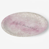 Girly Glam Roze Wit Glitter Sparkle Papieren Bordje (Gekanteld)