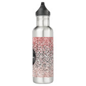 Girly Glam Roze Zwart Wit Luipaard Print Glitter Waterfles (Rechts)