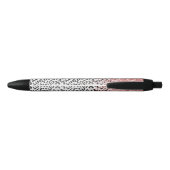 Girly Glam Roze Zwart Wit Luipaard Print Glitter Zwarte Inkt Pen (Achterkant)
