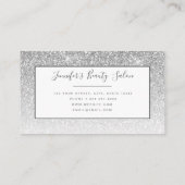 Girly Glam Silver Glitter Makeup Artist Hair Salon Visitekaartje (Achterkant)