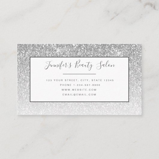 Girly Glam Silver Glitter Makeup Artist Hair Salon Visitekaartje (Achterkant)