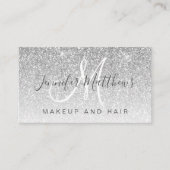 Girly Glam Silver Glitter Makeup Artist Hair Salon Visitekaartje (Voorkant)