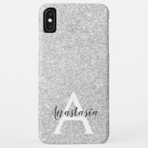 Girly Glam Silver Glitter Sparkles Monogram Case-Mate iPhone Case