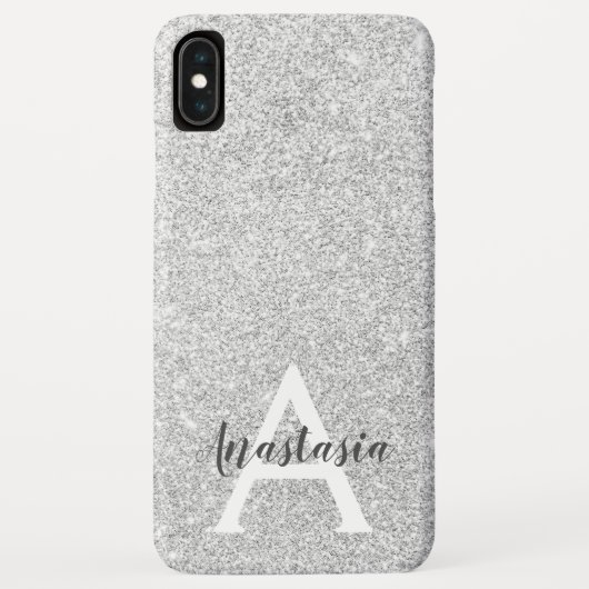Girly Glam Silver Glitter Sparkles Monogram Case-Mate iPhone Case (Achterkant)