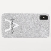 Girly Glam Silver Glitter Sparkles Monogram Case-Mate iPhone Case (Achterkant (horizontaal))