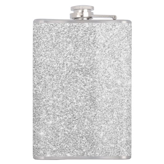 Girly Glam Silver Glitter Sparkles Monogram Heupfles (Achterkant)