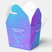Girly Glam Sweet 16 Blauwgroen Paarse Glitter Mono Bedankdoosjes (Geopend)