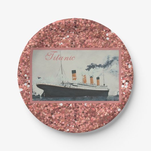 Girly Glam Titanic Roos Gold Glitter Papieren Bordje (Voorkant)