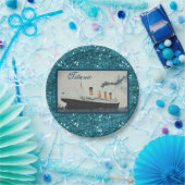 Girly Glam Titanic Saphire Glitter Papieren Bordje (Feest)
