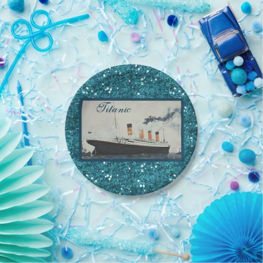 Girly Glam Titanic Saphire Glitter Papieren Bordje (Feest)