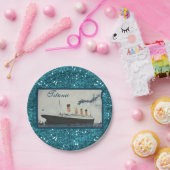 Girly Glam Titanic Saphire Glitter Papieren Bordje (Feest)